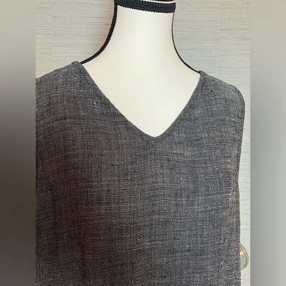 Eileen Fisher Gray Tweed Woven Textured Linen Viscose Crepe Tank Dress Size M - Picture 2 of 6